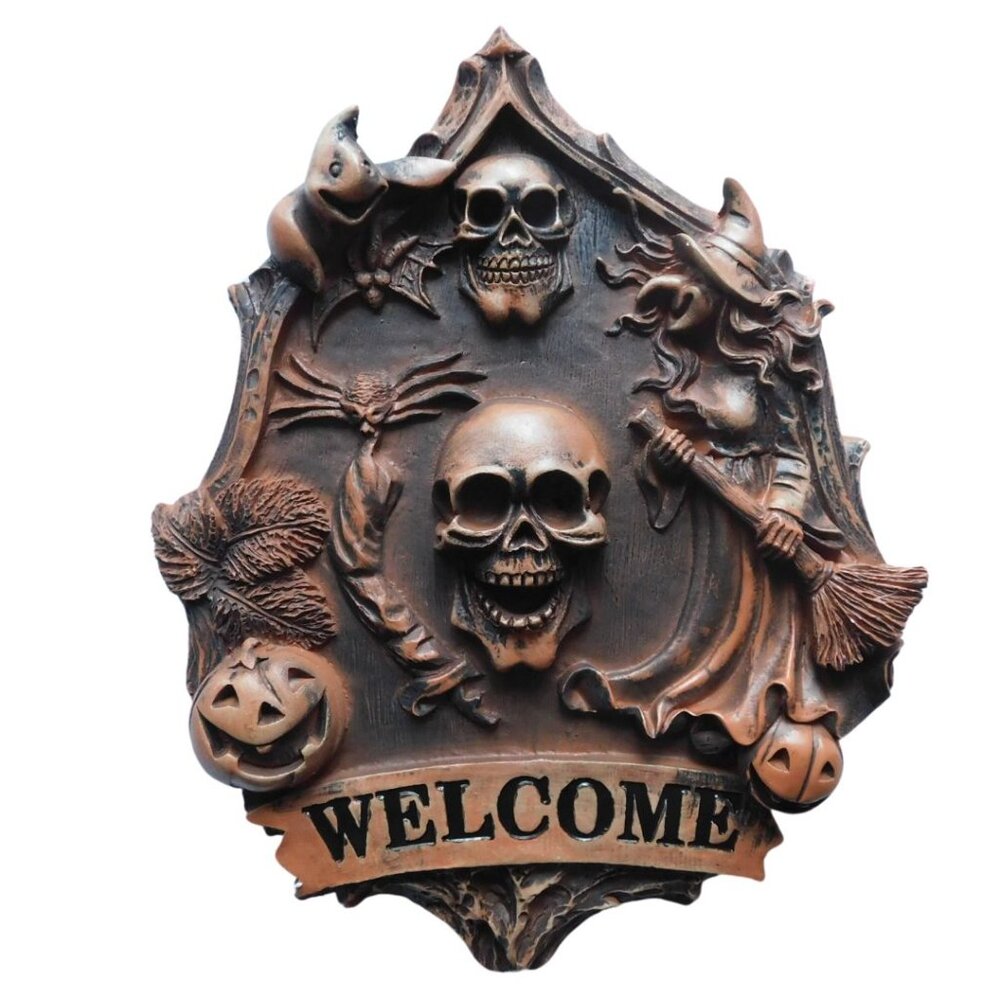 Halloween 3D Resin Doorsign Spooky Skeleton Durable Door Decor